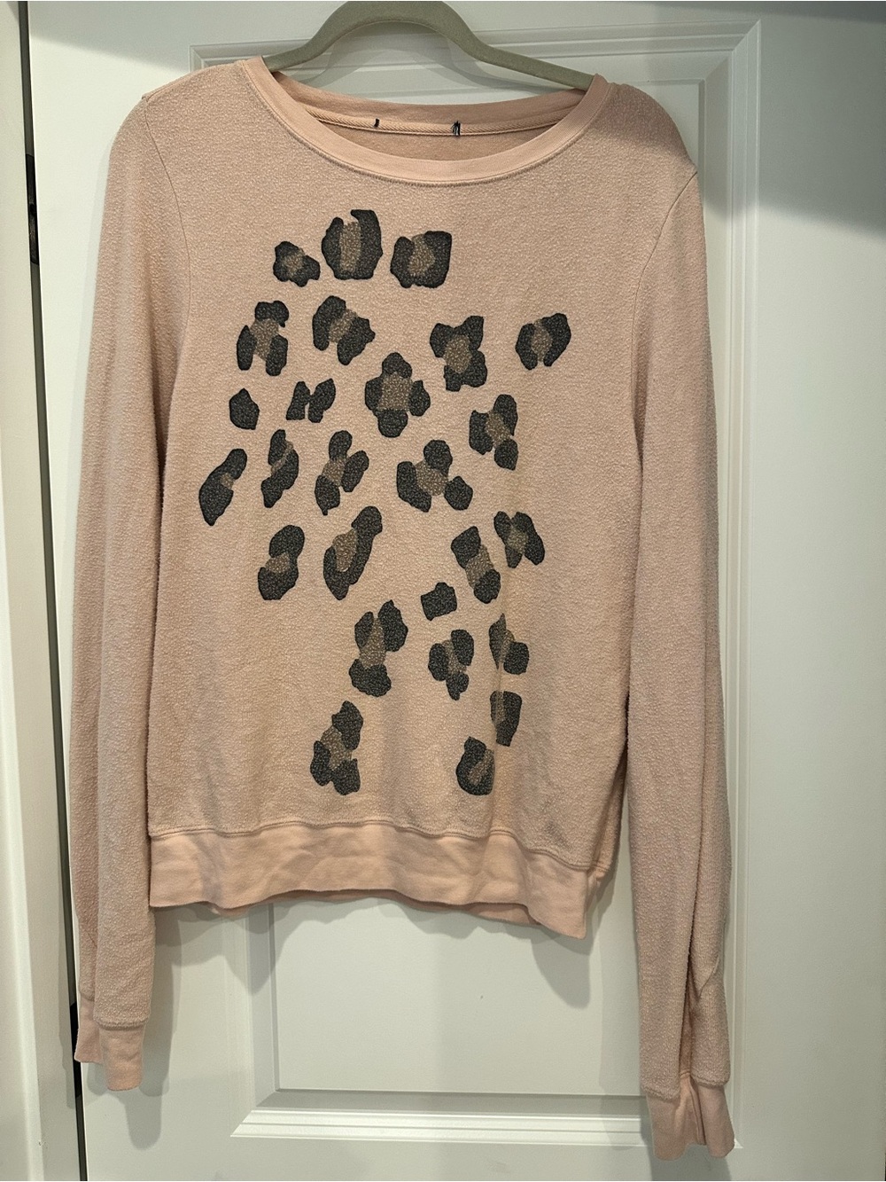 Wildfox Pink Leopard Print Long Sleeve Pullover